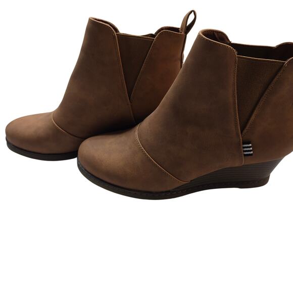 Vebose Women's Boots 7 Brown Slip On Shoe 2 inch Heel Booties - Picture 3 of 9